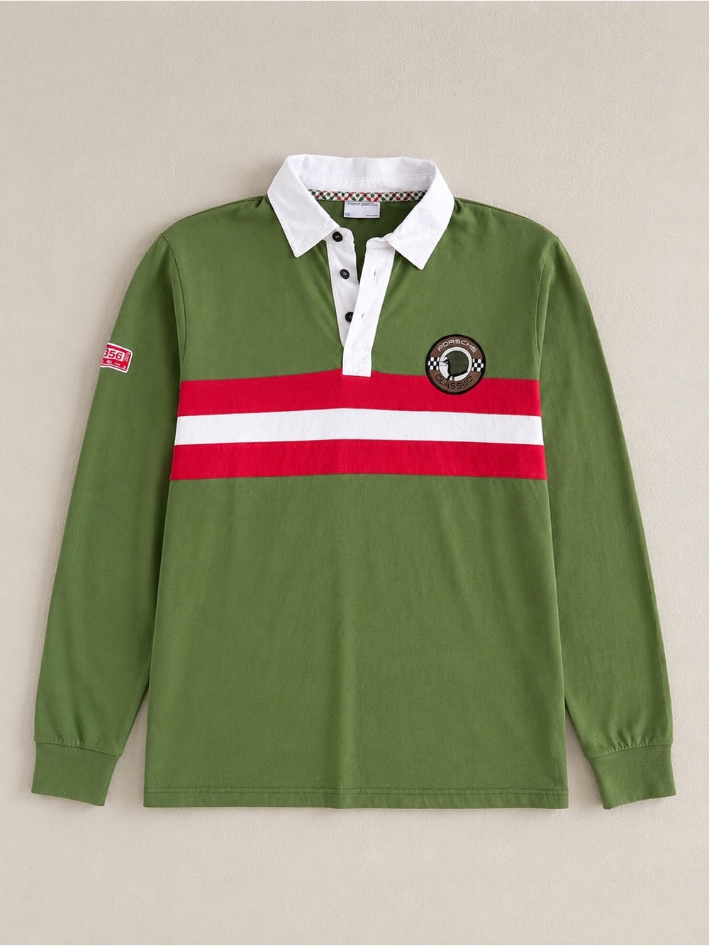 Porshe Retro Spirit Rugby Long Sleeve Polo Shirt Size Medium